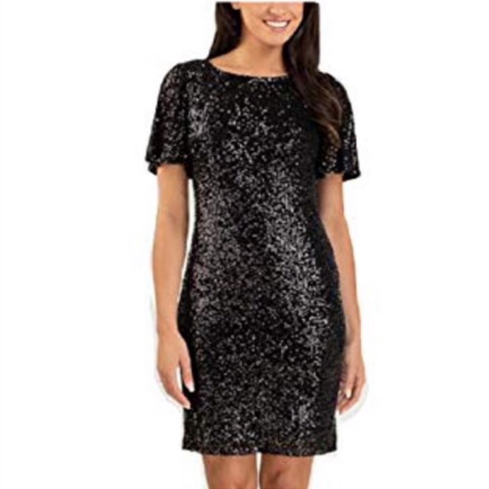 Hilary Radley Women’s Cocktail Sequin Black Dress